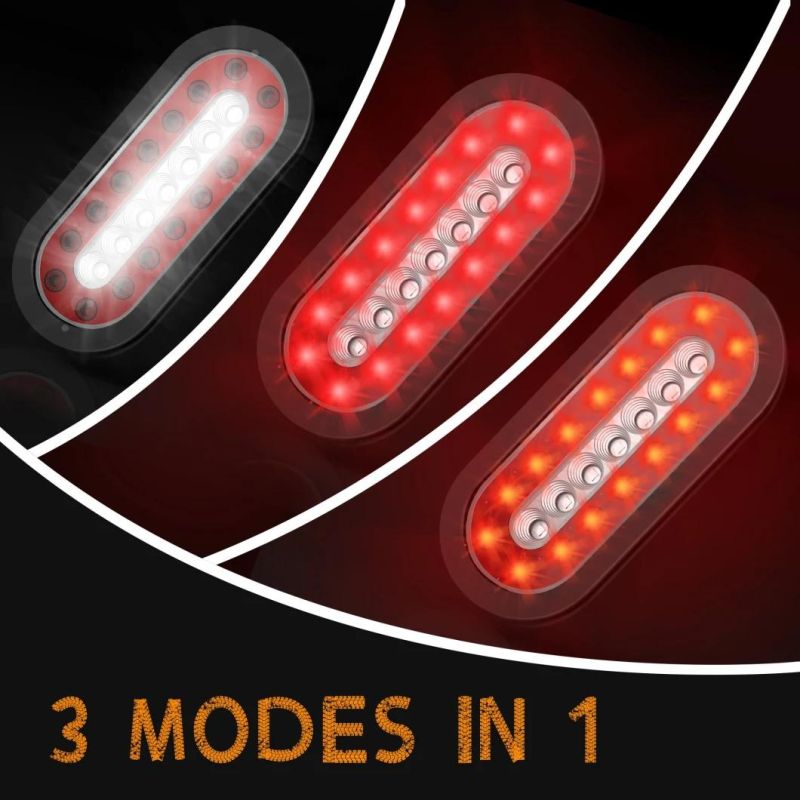 Oval Stop Brake Lights LED Waterproof Tail Lights Rubber Grommet Universal Turn Signal Lights