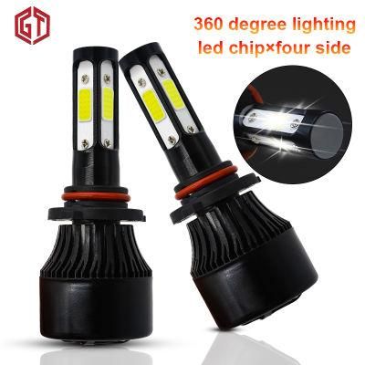 Hot Sale X7 4 Sides LED Headlight 50W 3800lm 9-32V COB Chip Auto H4 LED Motorcycle Headlight Fog Lamp H7 H11 9004 9007 6000K
