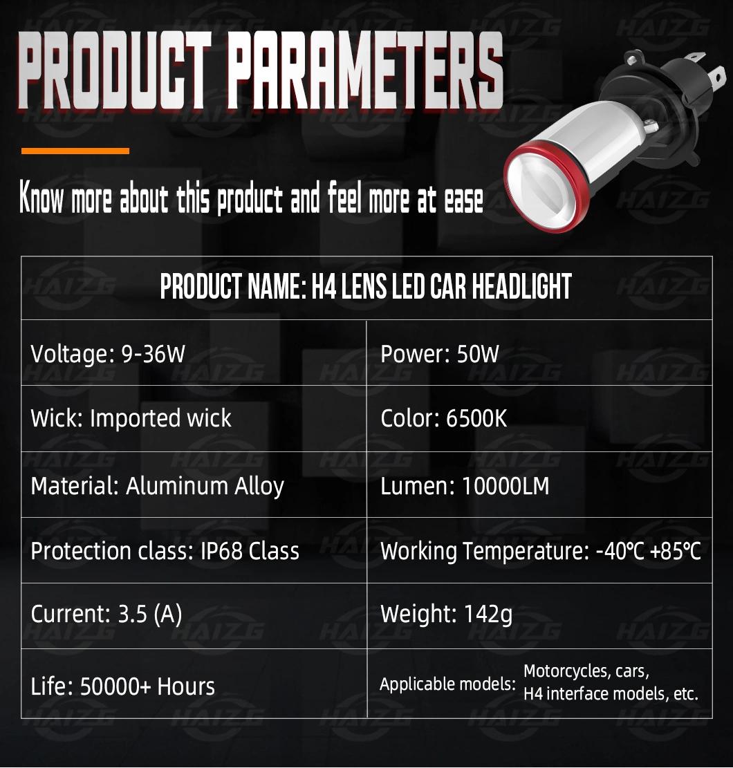 Haizg Super Spotlight 10000lum 6500K H4 Lens Car LED Headlight