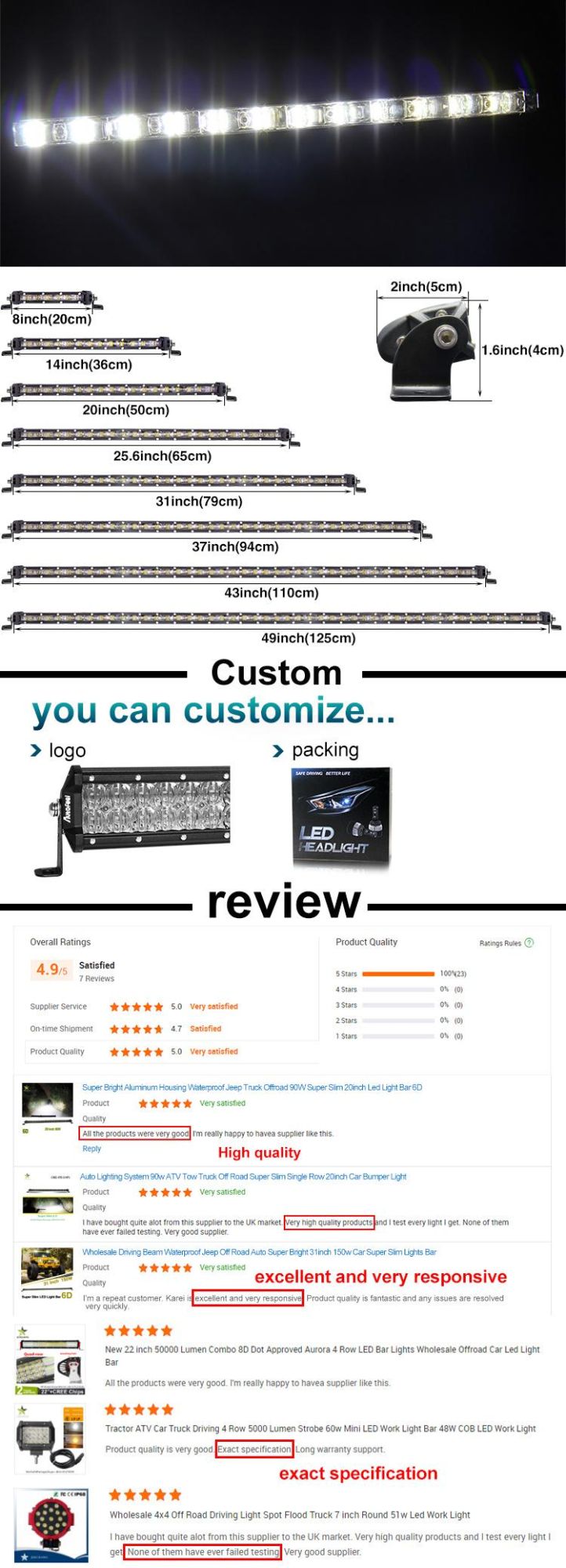 New Boat SUV 4X4 4WD ATV 24 Volt 60W 22 Inch Single Row Super Slim LED Light Bar for Truck off Road