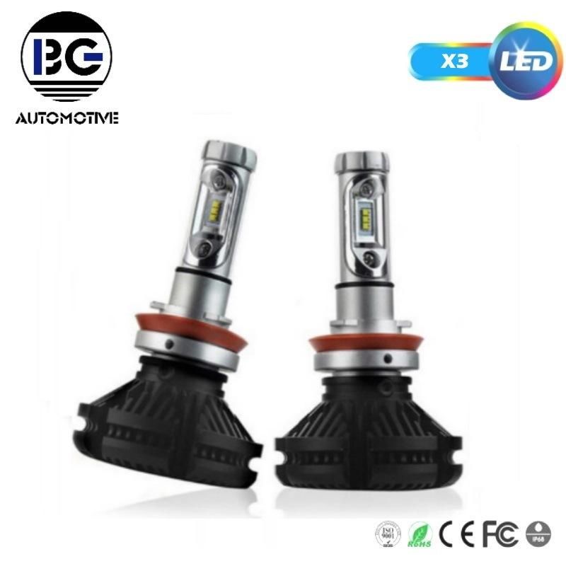 Best Sell X3 Fanless Auto LED Headlight with Blue Color H7 H11 9006 H13 9007 9004 Headllamp S1 S2 S6 Hb3 H11 Hb4 Yellow&White