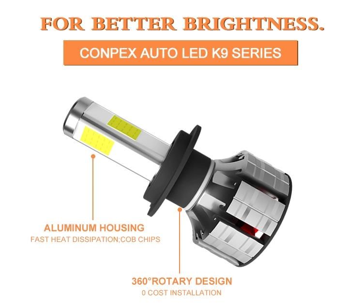 Newest K9 Automotive Light Bulb H11 H13 H4 Hb3 Hb4 LED Headlight Bulbs for Car