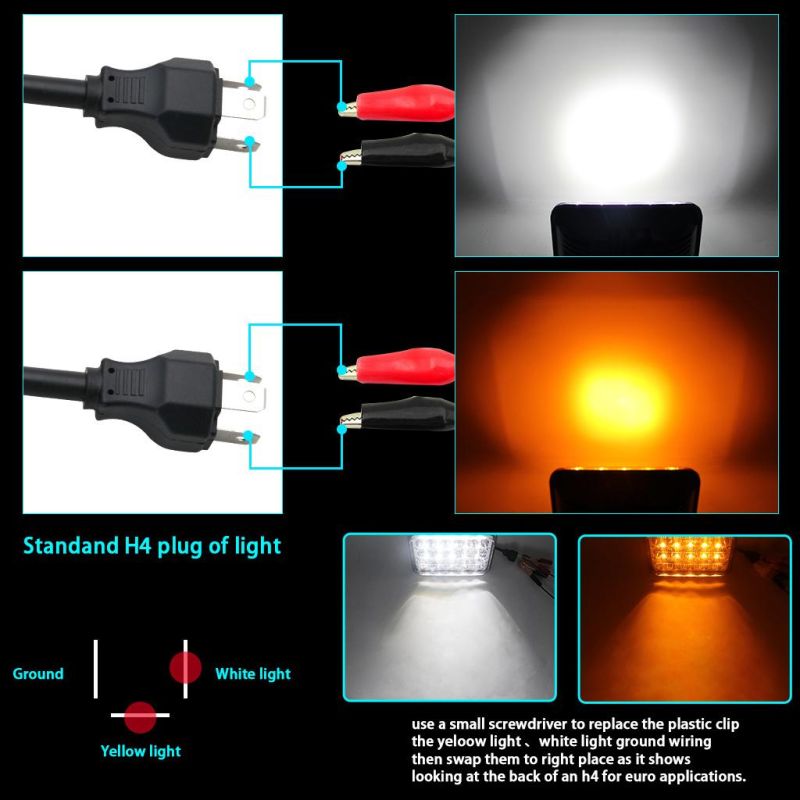 Dual Color Truck Jeep off Road Square 4X6inch LED Headlight