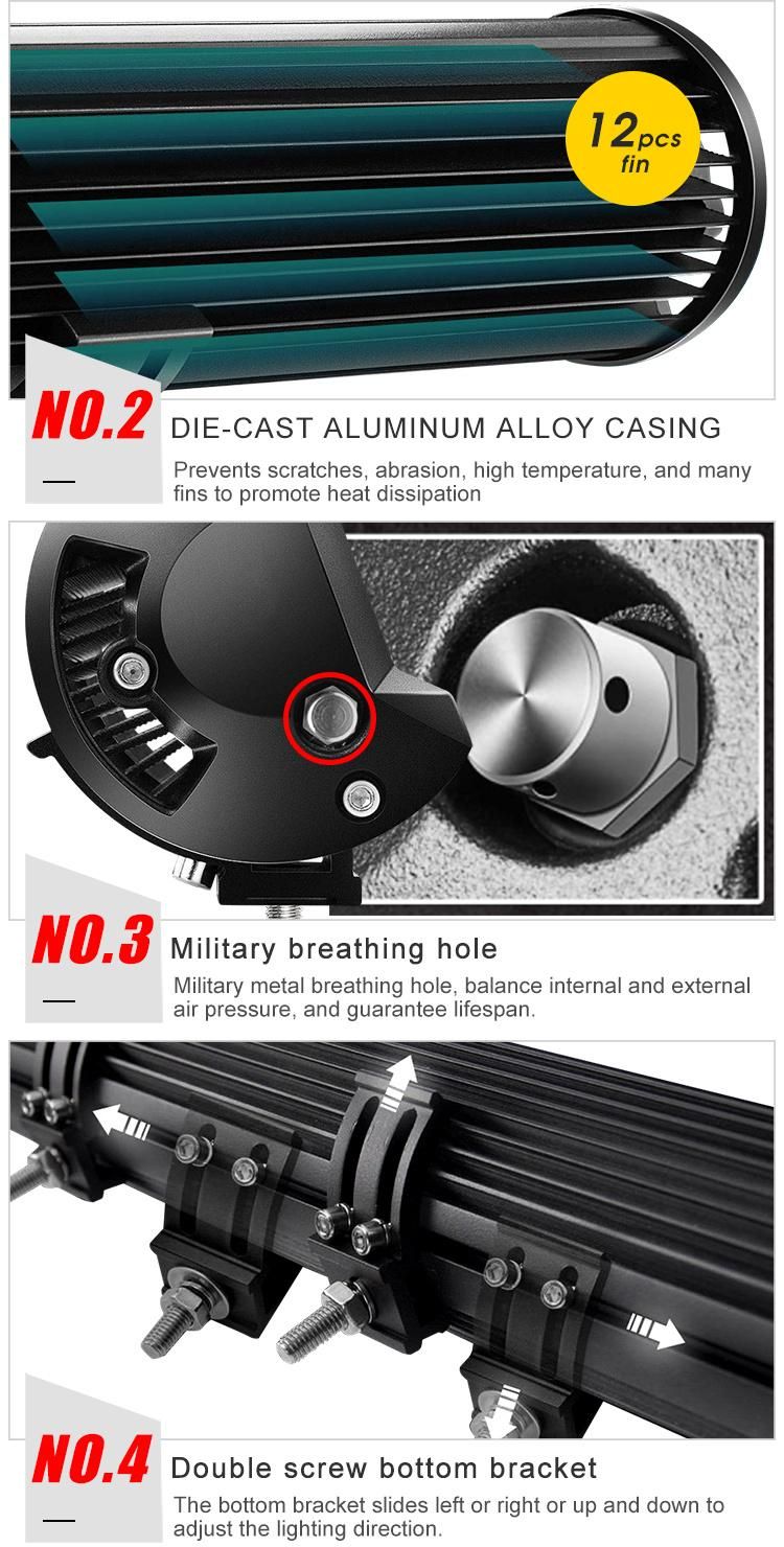 High Brightness Bottom Mounting Bracket 12 Volt 24V 15" 20" 29" 44" Offroad 4X4 4WD SUV Car LED Driving Light Bar for Truck