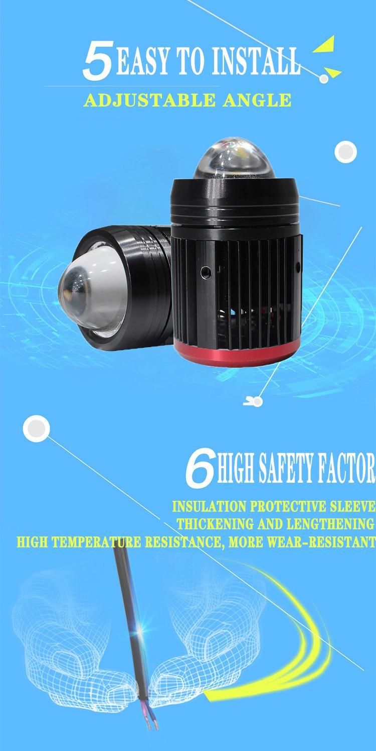 U9 Car Motorcycle Universal Lens Projection Fog Light 25W Dual Color 3000K 6000K