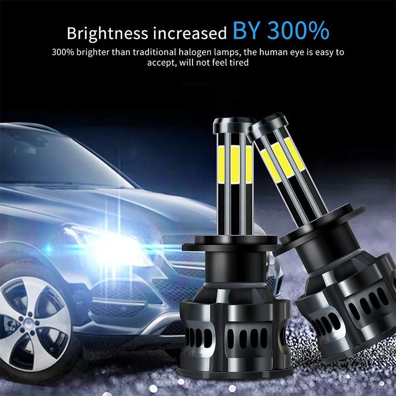 High Power 8 Sides LED Car Headlights 150W 16000lm 9-32V 6000/6500K H4 H1 H7 9006 Csp Chip LED Bulb Auto Fog Light Car Headlight Canbus