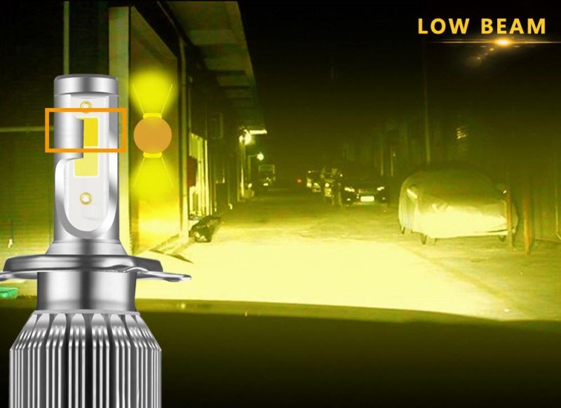 Hot Selling C6 Puls Dual Color H3 Headlight Bulb LED Car Headlight 5000lm 3000K 6000K