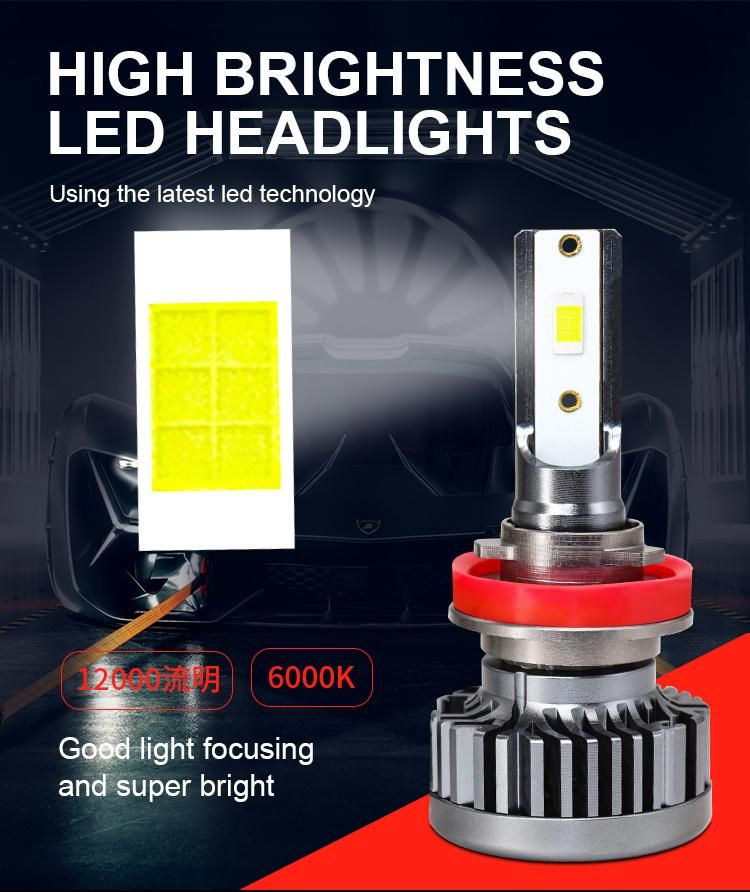 High Quality LED Gt3 Headlights 6000K 30W 12000lm IP68 9-32V H4 H1 9005 H13 LED Canbus LED Lamp Car Headlight Bulbs