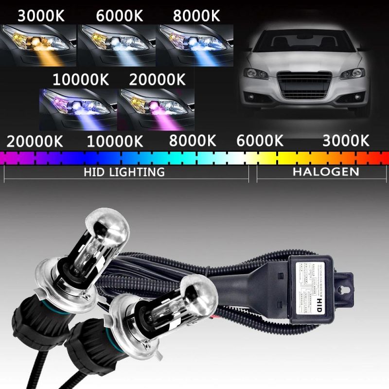 55W 12V Xenon HID H4 Bulb Kit H4 Xenon Headlight Bulb HID Conversion Kits Slim Ballast +Xenons Light