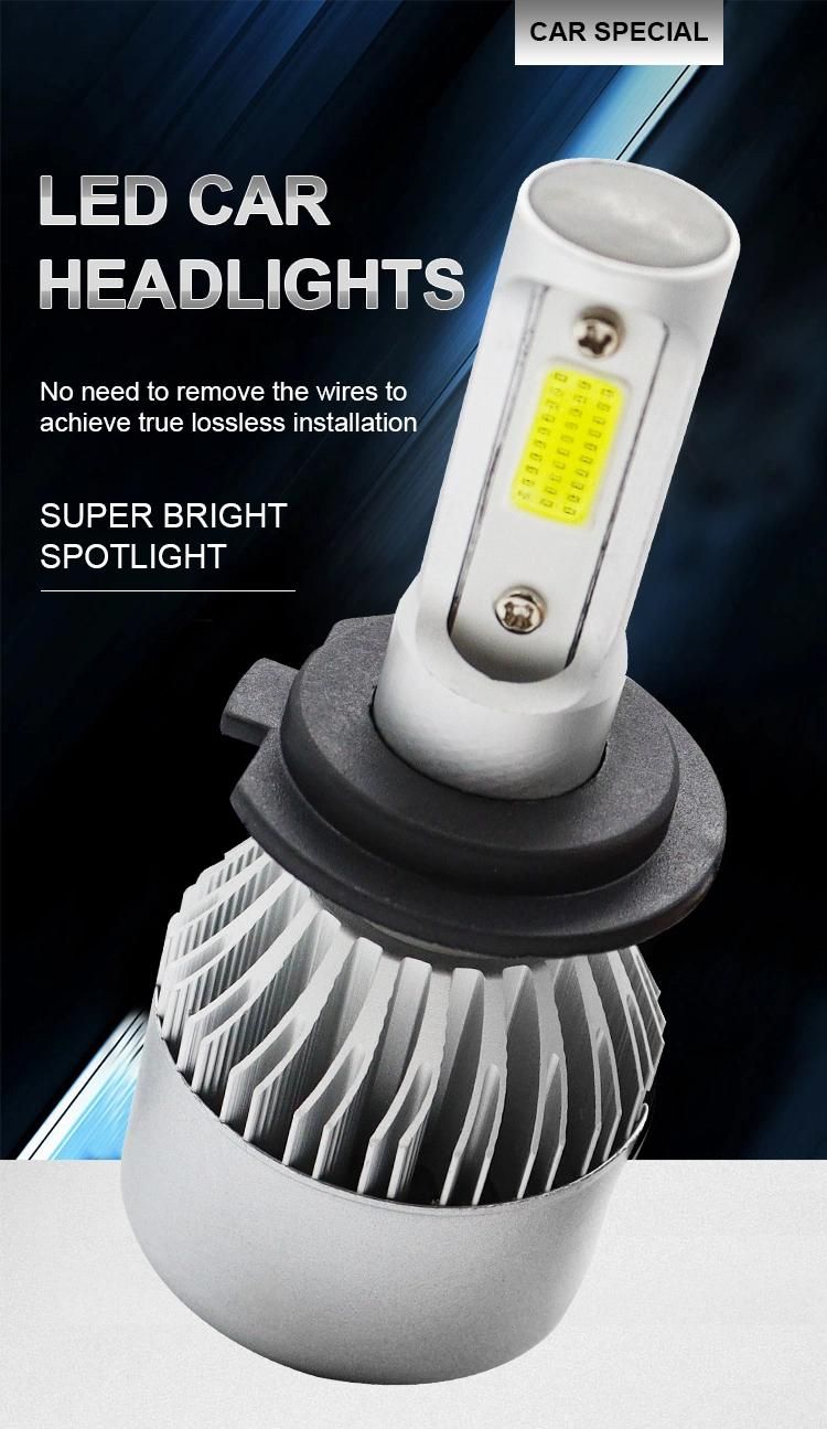 2PCS S2 Car Lights 72W 8000lm 9-32V COB Chip LED H4 9004 H3 H7 9005 9006 Car Headlight Bulbs LED Auto Lamp Car Headlights