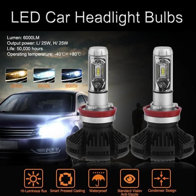 Manufacturer LED Headlight Bulb Conversion Kit Lights 50W 6000lm H1 H11 Hb3 9005 9006 Auto X3 Zes Car Fog 3000K/6500K/8000K