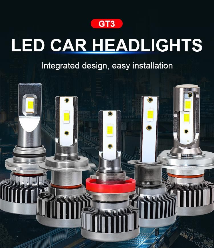 High Quality LED Gt3 Headlights 6000K 30W 12000lm IP68 9-32V H4 H1 9005 H13 LED Canbus LED Lamp Car Headlight Bulbs