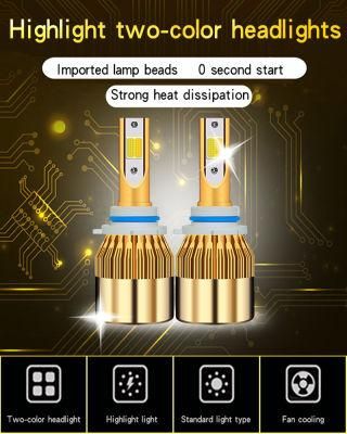 Dual Color C6 LED Car Light H4 H7 H11 H13 9005 9006 9004 9007 H8 9012 H16 Psx24
