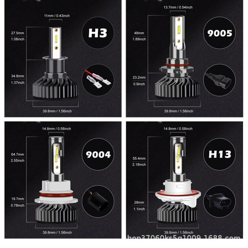Super Bright Car Headlight F2 H4 LED Headlight Csp LED H8 9005 Hb3 9006 Hb4 H1 16000lm Auto Lights White 6500K 12V 110W Auto Lamps