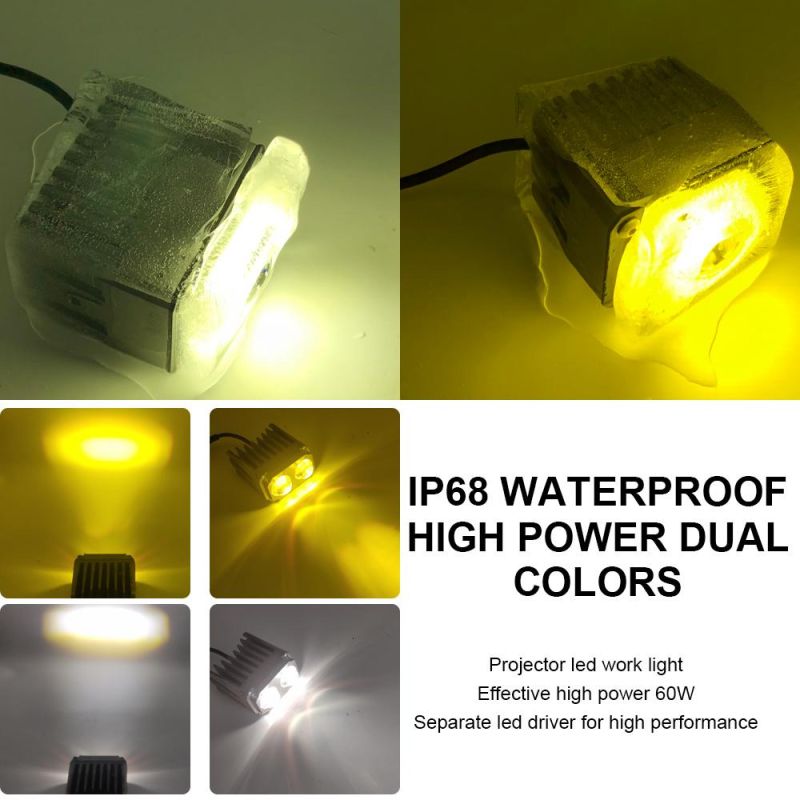 2021 New Style U10 LED Work Light 50W Yellow Low Beam with White Beam LED Laser Series Headlight