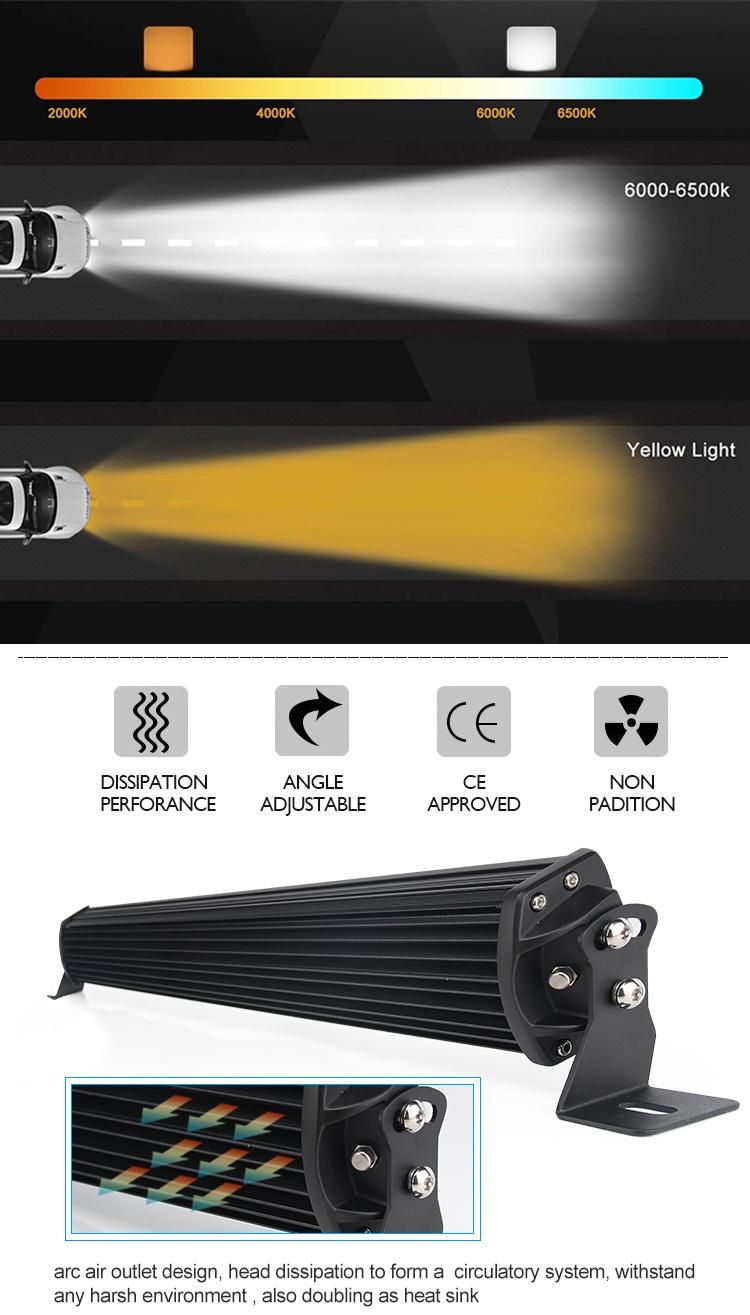 2019 New 42 52 32 Inch 22" 24 Volt Car CREE Curved Amber Strobe Flashing Dual Color 12D 4X4 Offroad LED Light Bar
