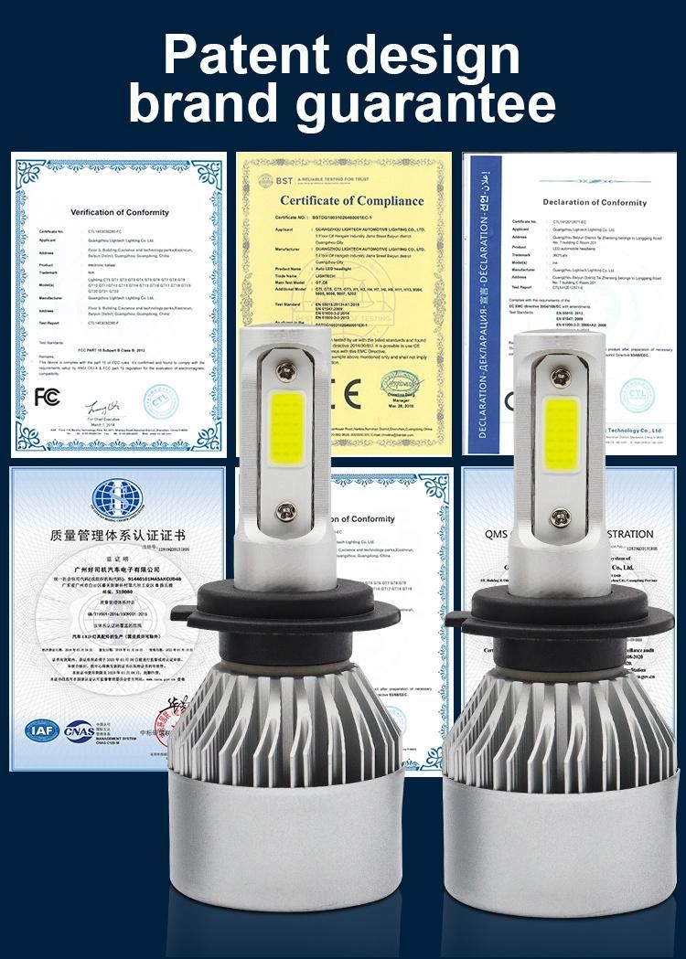 High Quality LED Car Lights S2 Headlight 72W 8000lm 9-32V COB Chip 6000K H7 H11 H4 9005 High Beam Low Beam Light Headlight