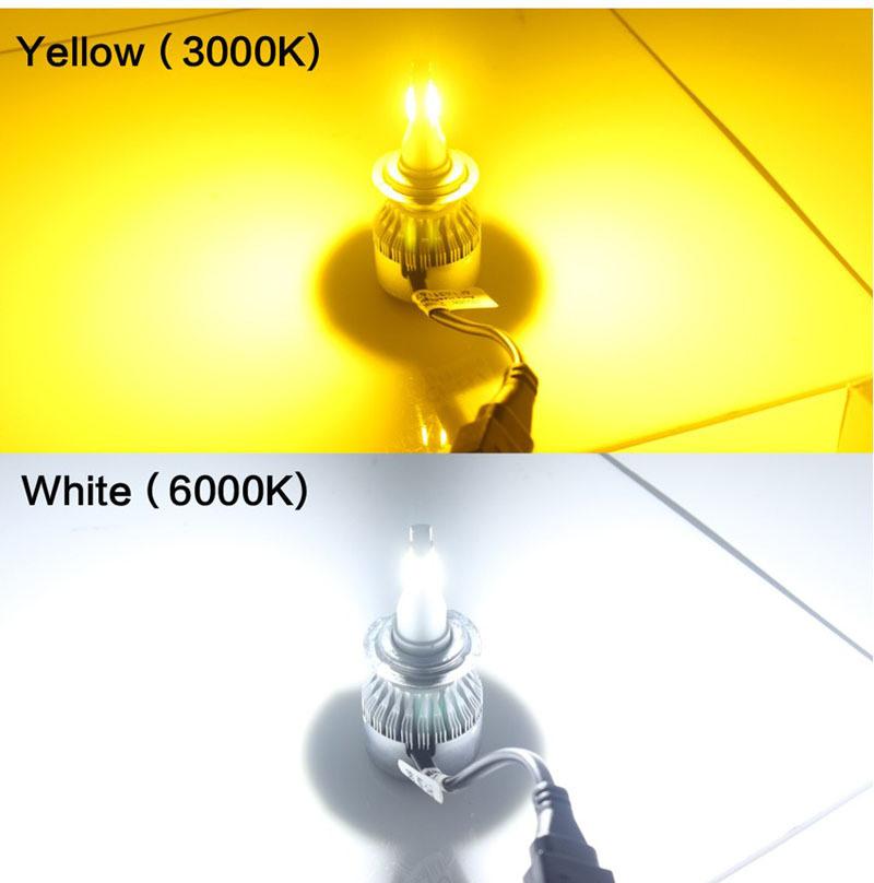 Super Bright 8000lm Car LED Headlight C6 Dual Color Auto Lights, H4 LED H7 H11 Fog Light