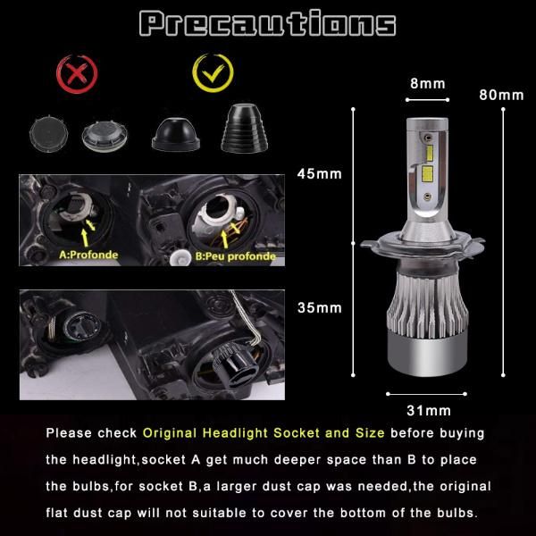 4800lumen Changing LED Headlights H1/H3/H4/9004/9005/9006