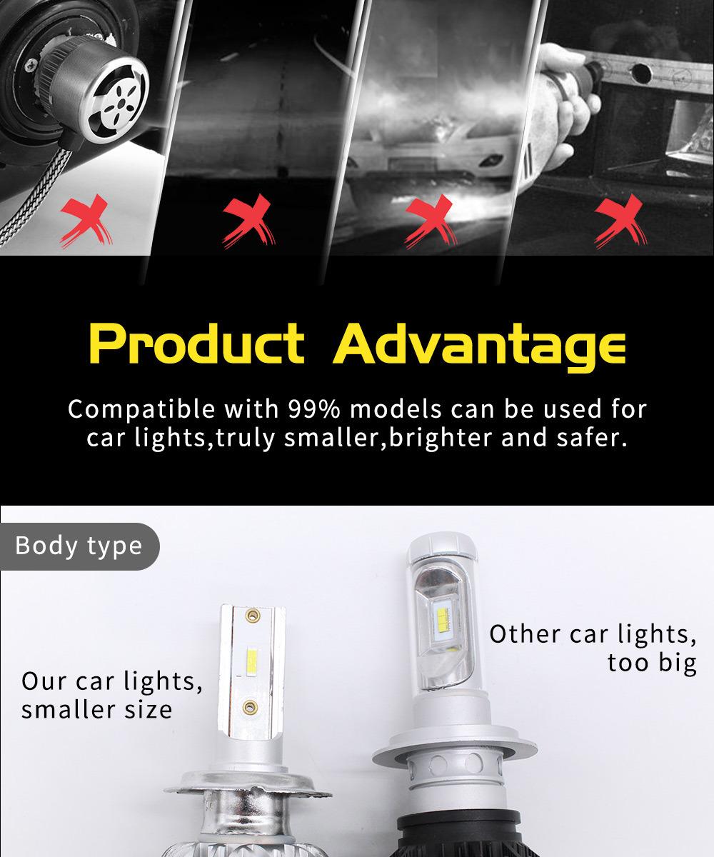 LED Headlight K1 H13 9005 Hb3 9006 Hb4 LED H4 Car Bulb 6500K Csp Chip 50W 8000lm