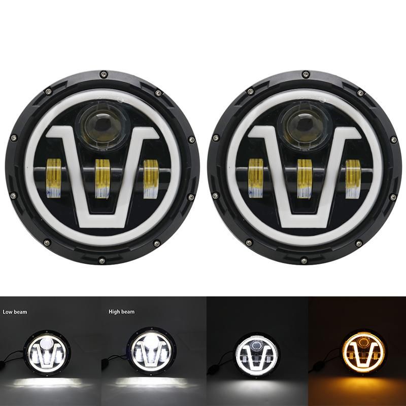 7 Inch 60W Round LED Headlight with Halo DRL Turn Signal for Jeep Wrangler Harley Davison Motorcycle