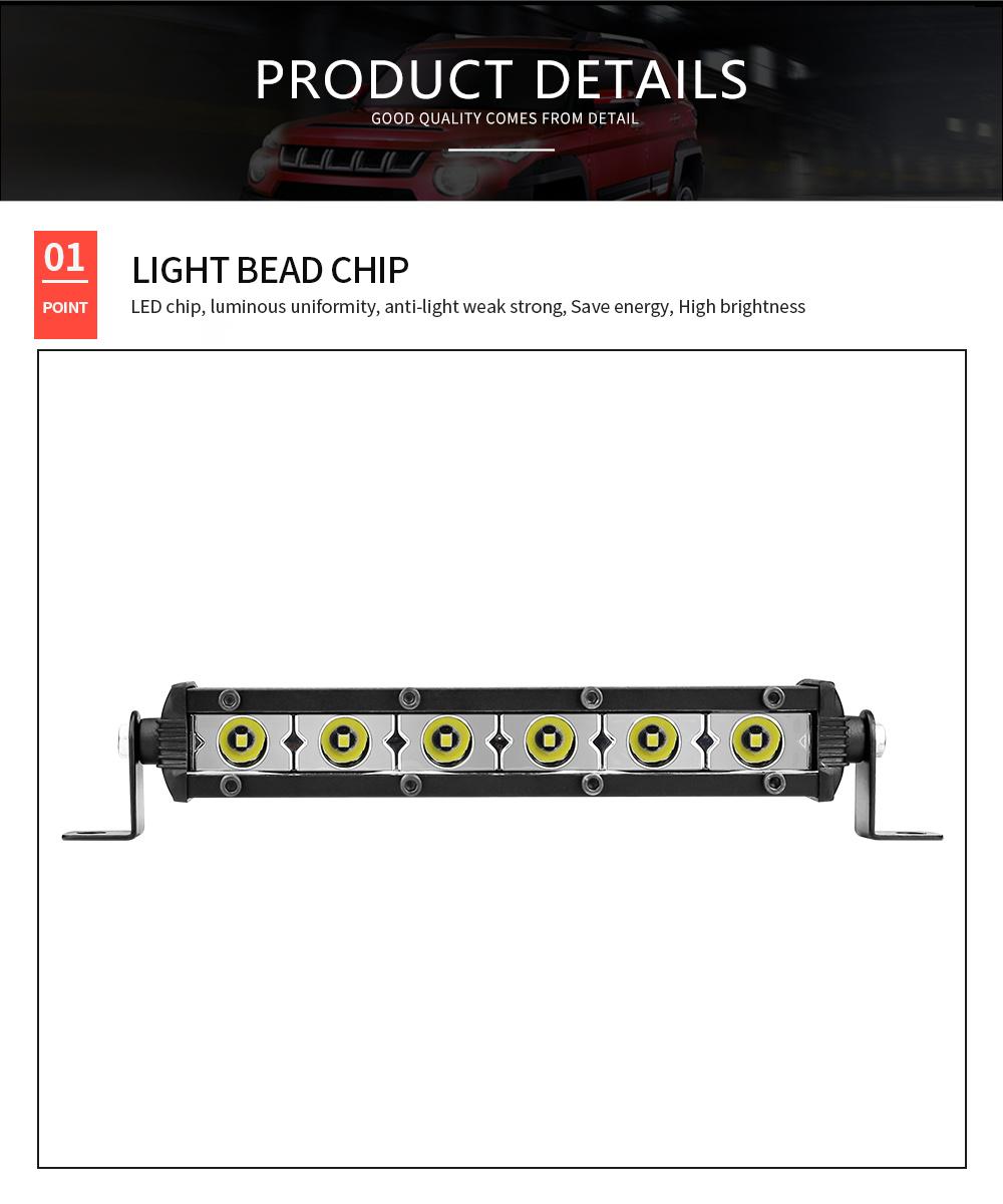 Dxz 3030 Light Bar 6000K Single Row 12-24V 18W 6LED Work Light Auto Parts Car Accessories Spotlight