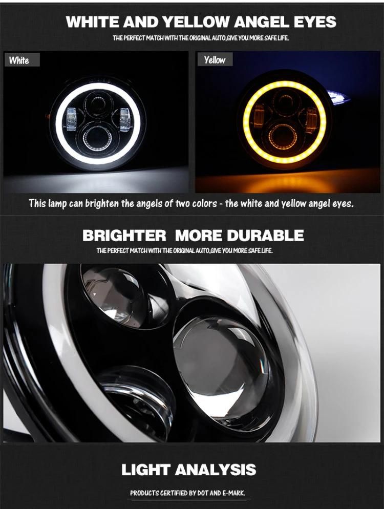 High Low Beam Angel Eye Halo Ring 7" 50W Driving Light DRL Jeep Wrangler LED Front Headlights for Tj Jk Hummer