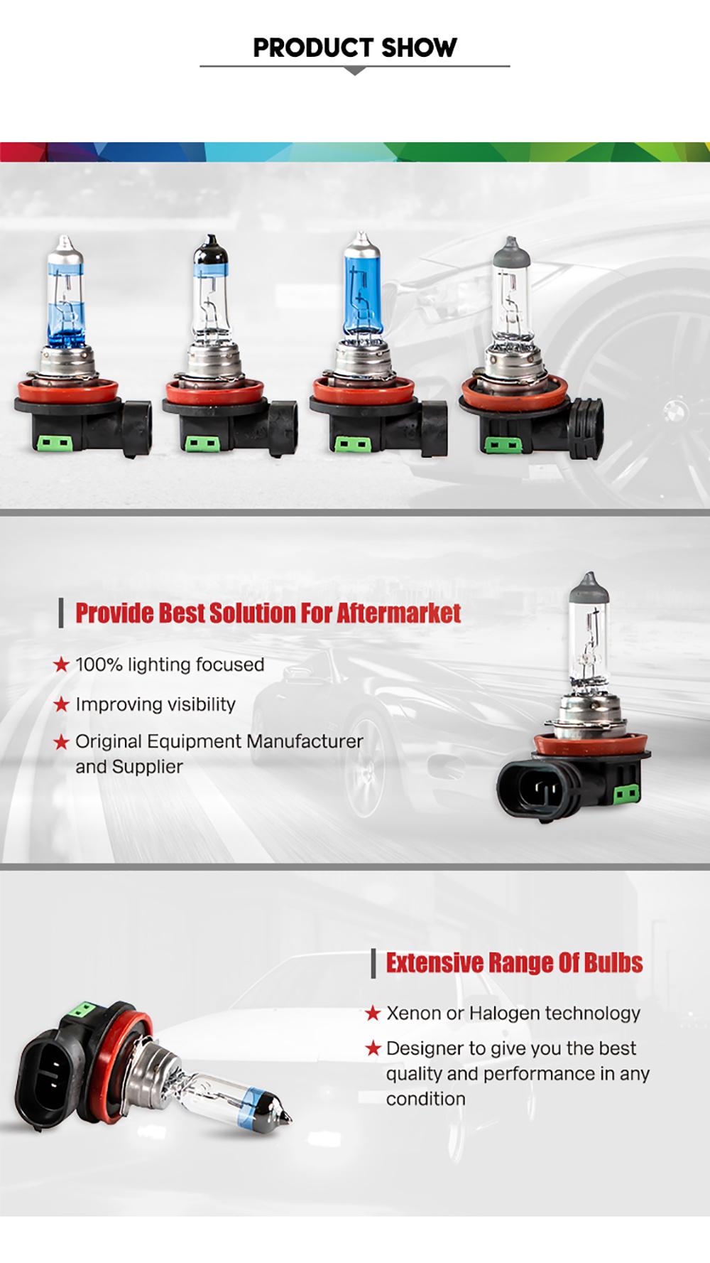 Auto Headlight H11 12V 100W Halogen Bulbs High Power Halogen Headlight Lamp