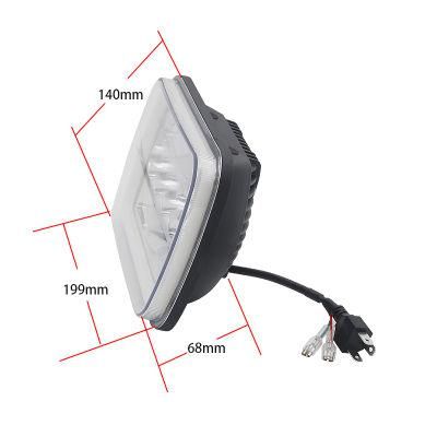 Auto Head Lights Amber Tractor Cars 12V 45W Angle Eyes 5X7 Inch LED Headlights