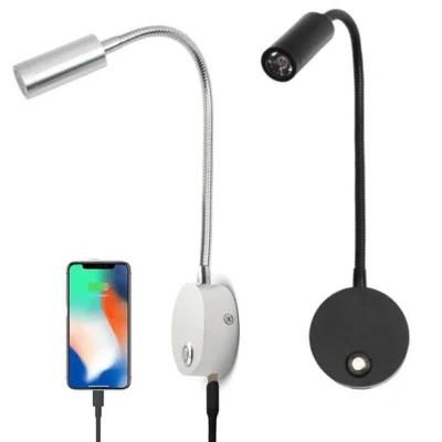 DC 12-24V USB Touch Dimming Flexible Gooseneck Lamp for RV Interior