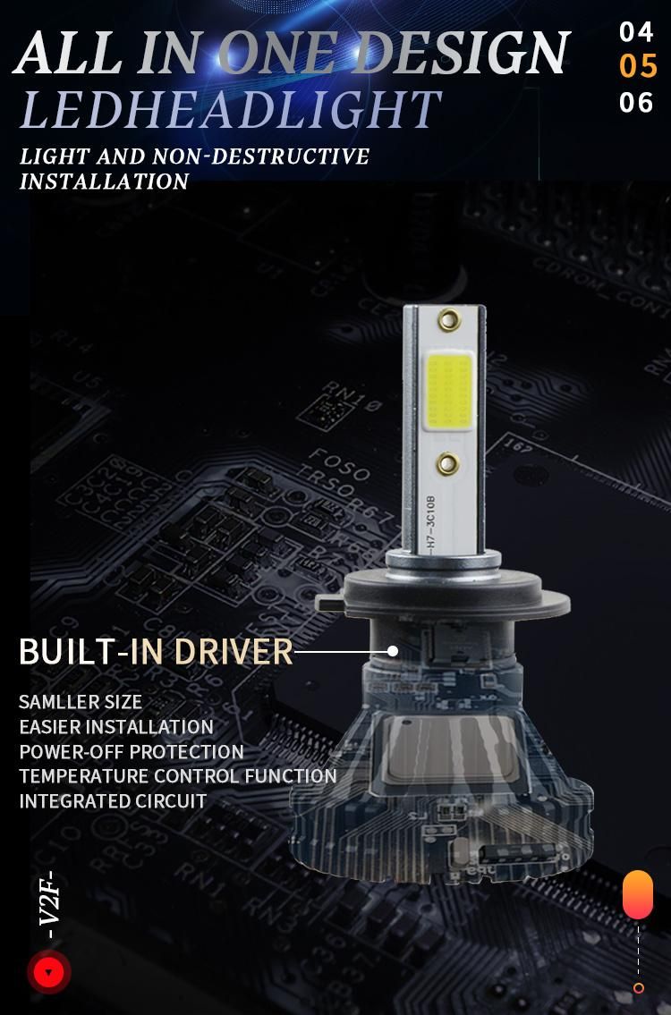 V2f H3 Cars LED Bulb F3 Kits 80W 4500lumen Hb3 Hb4 H7 H13 H1 H11 LED Headlight H4