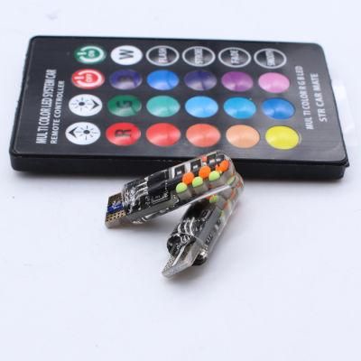 T10 6SMD 5050 RGB 12V 6 LED Car Wedge Side Reading Light Signal Lights Bulb with Remote Control Car Styling