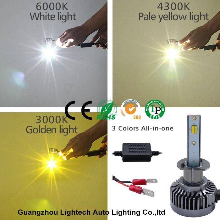 New Design H7 3color Changed LED Headlight