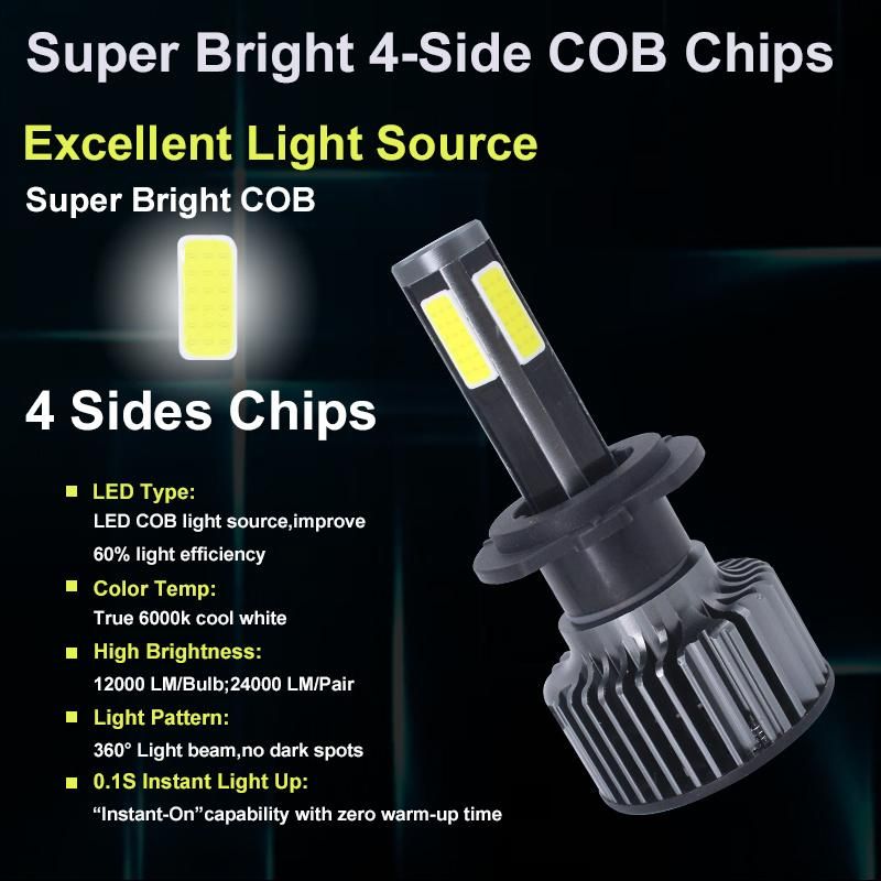Lightech 4 Sides G4 X3 S1 H7 LED Headlight Lamp