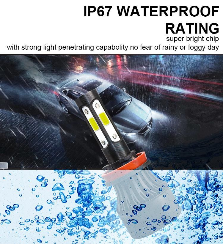 Hot Sale X7 4 Sides LED Headlight 50W 3800lm 9-32V COB Chip Auto H4 LED Motorcycle Headlight Fog Lamp H7 H11 9004 9007 6000K