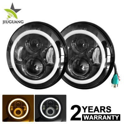 Turning Light DRL Round Amber 7 Inch Jeep LED Headlight, LED Front Head Lights for Car Jeep Wrangler Jk