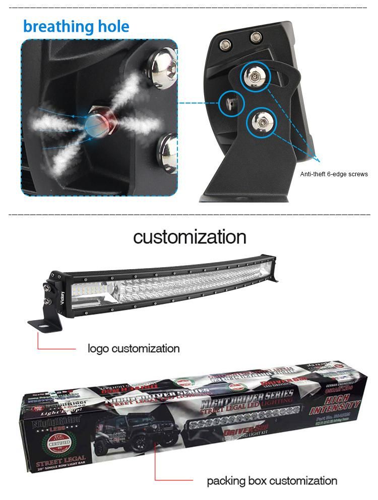 2019 New 42 52 32 Inch 22" 24 Volt Car CREE Curved Amber Strobe Flashing Dual Color 12D 4X4 Offroad LED Light Bar