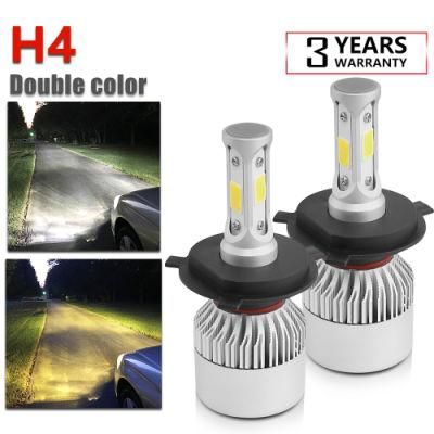 Headlight Automatic Dual Color Bulb H4 H7 6000K 3000K 8000lm S2 LED Headlight