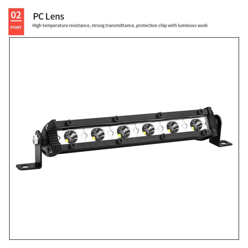 Dxz 3030 Light Bar 6000K Single Row 12-24V 18W 6LED Work Light Auto Parts Car Accessories Spotlight