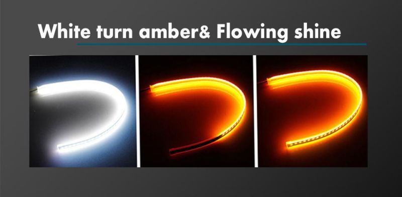 DRL 30 45 60cm Daytime Running Light Flexible Soft Tube Guide Car LED Strip White Turn Signal Yellow Waterproof