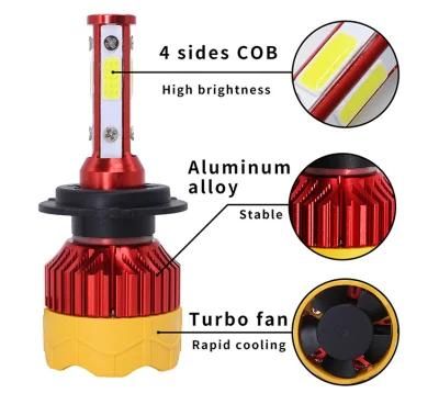 K7 50W 10000lm 4sides COB Chips LED Bulbs H7 H4 9007 LED Light Headlamp for Car