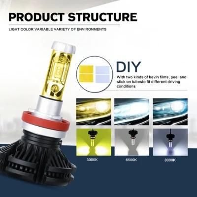 LED Headlights Bulbs Conversion Kit Lights 50W 6000lm 3000K/6500K/8000K H1 H11 Hb3 9005 9006 Auto X3 Zes Car Headlight H4