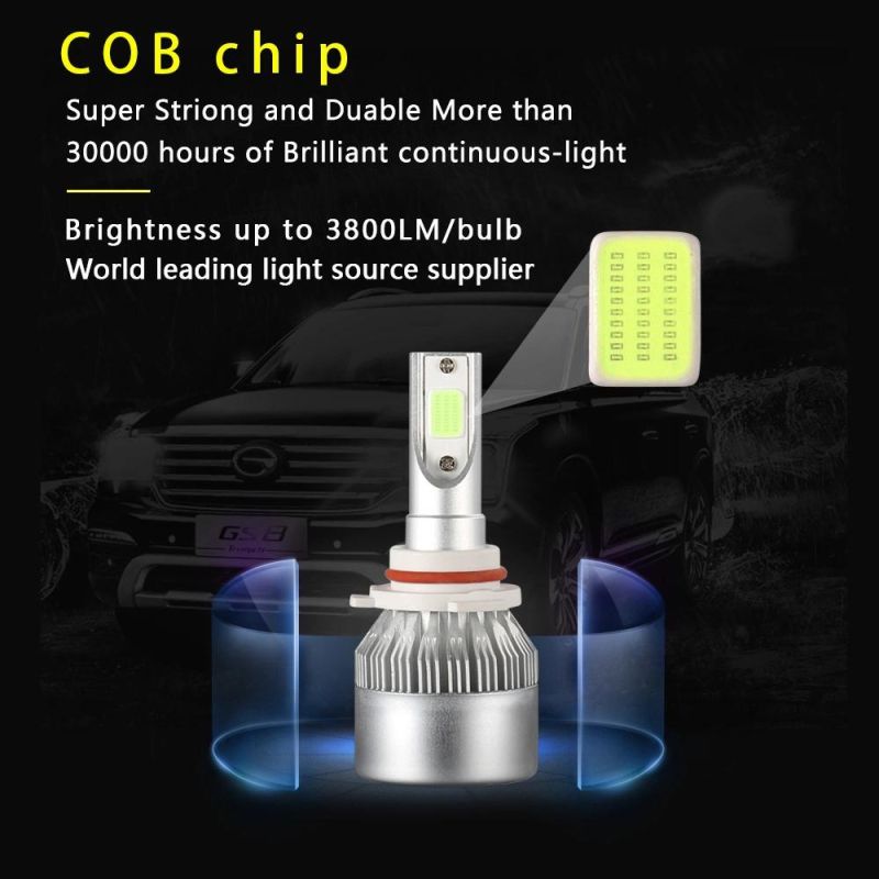 C6 S2 Lighting System Auto Lamp H1 H3 H4 H7 H11 9005 9006 9007 H13 COB 6000K Euper Bright 880 LED Headlight