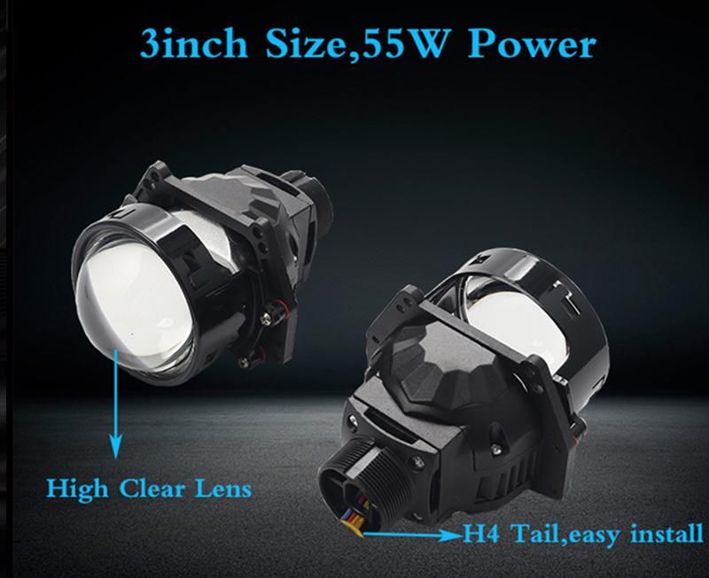 Aozoom Sanvi Morimoto 3 Inch S9 Auto LED Projector Lens Headlight 49W 6000K Easy Installation LED Headlight for Car Motorcycle Truck to Replace HID Halogen Bulb