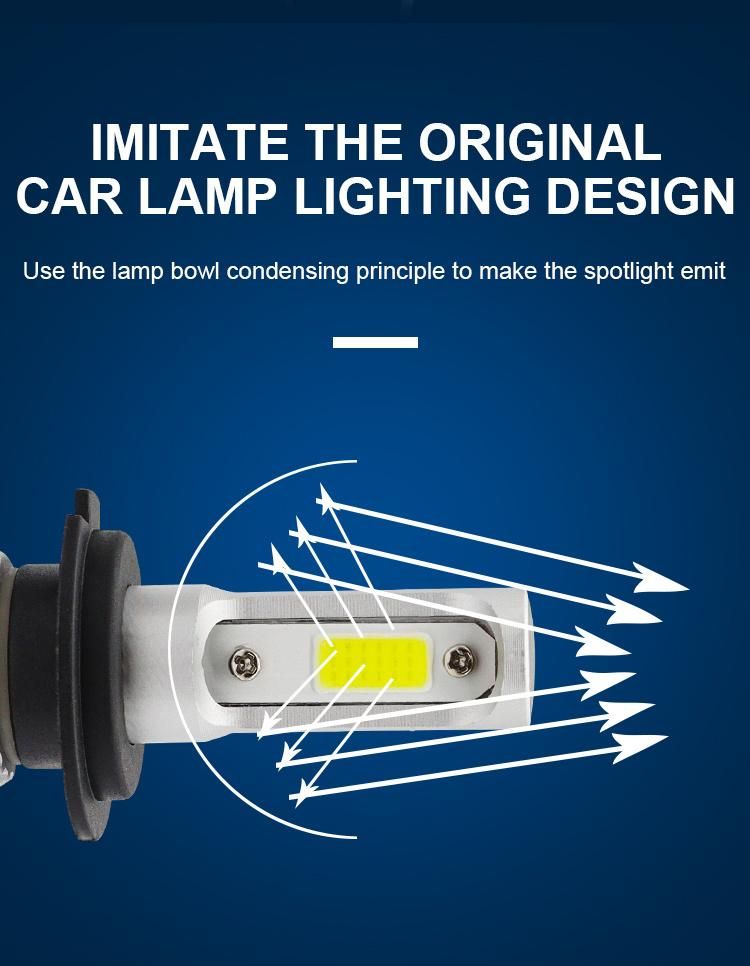 High Quality LED Car Lights S2 Headlight 72W 8000lm 9-32V COB Chip 6000K H7 H11 H4 9005 High Beam Low Beam Light Headlight