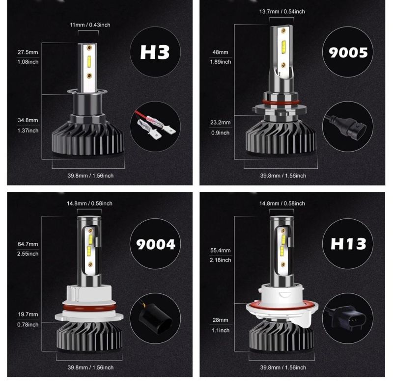 Most Popular F2 Csp Chips 80W H4 LED Headlight 6000K 9005 Car LED Headlight Bulb