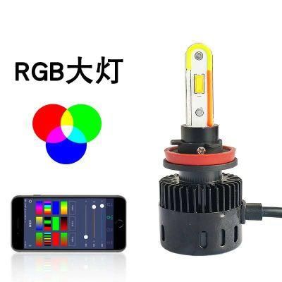 APP Bluetooth Music Control Hb3 Hb4 Fog Light Car Headlight Multi-Color H11 LED 9005 9006 LED Bulb RGB H4 H7 LED