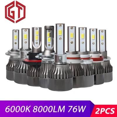 2PCS 6000K H7 LED H4 H1 H8 Hb4 H11 H3 Hb3 LED Canbus 9005 9006 H13 H9 9004 9007 Car Headlight Bulbs 72W 8000lm 12V LED Light