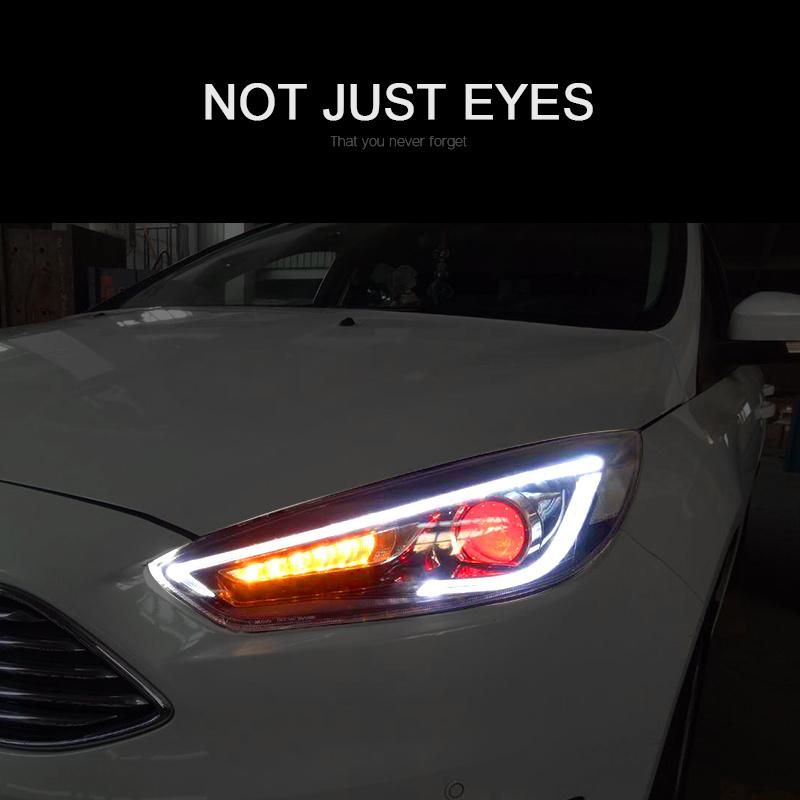 for Ford Focus 2015/2016/2017 Car Headlight Assembly LED Demon Eyes DRL Turn Signal Xenon HID Projector Lens
