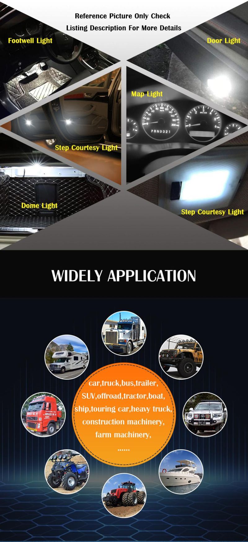 T8 Foggy Shell LED Car Interior Light Width Light Position Light